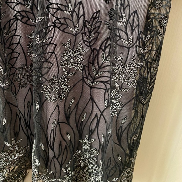 VINTAGE Kathy Roberts Black/Gray Embroidered Floral Tulle Metallic Party Dress 6 - Picture 6 of 11